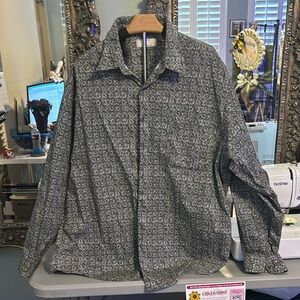 Murano Green and Gray Casual Button Down Shirt